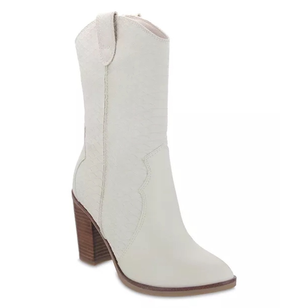 MIA Raylyn Narrow Calf Boots in Ivory - Size 6.5